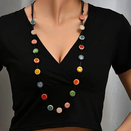 Colourful Ceramic Beads Long Necklace