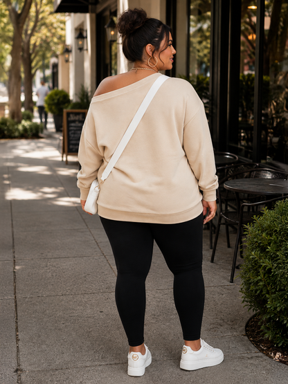 Vee Wide Neck Plus Size Sweater