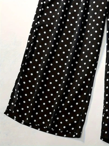 Kelly Plus Size Wide Leg Casual Pant in Polka Dot