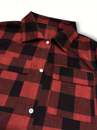 Edna Plus Size Long Plaid Shirt