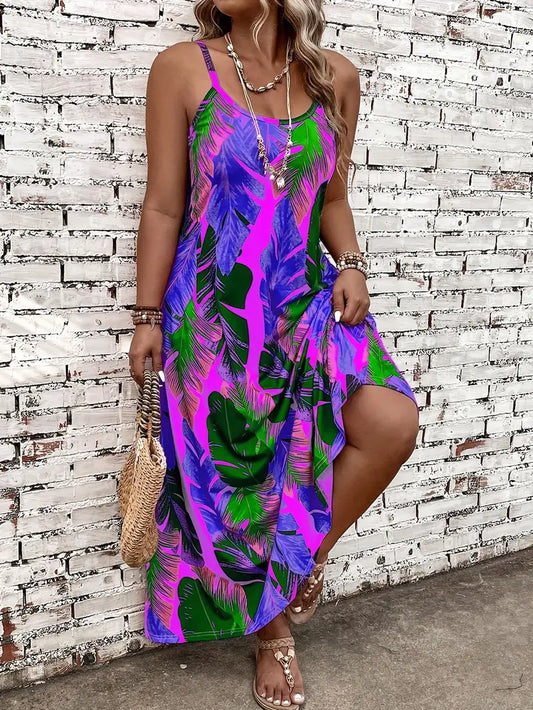 Jordan Plus Size Dress in Leaf Print