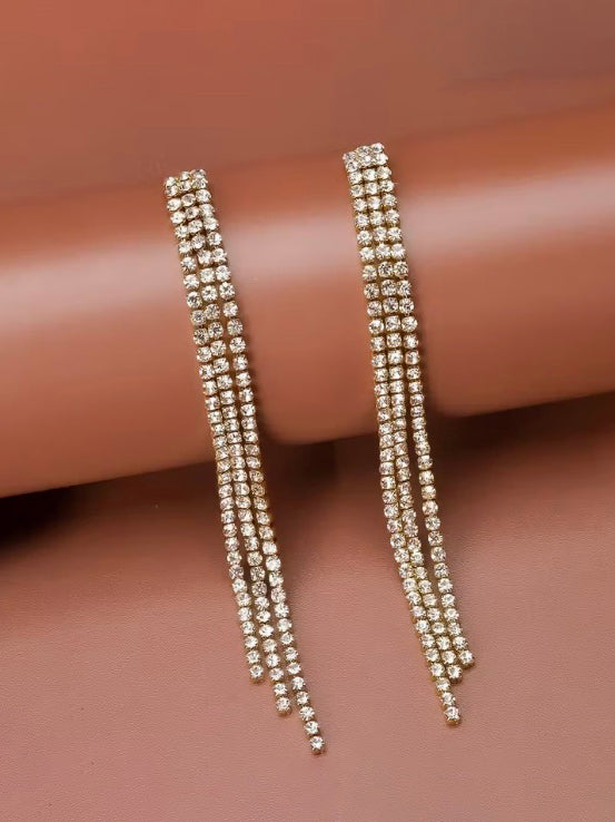 Cascading Rhrinestone Earrings, earrings, front view