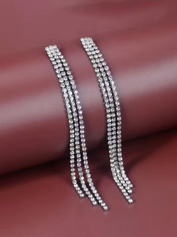 Cascading Rhrinestone Earrings, earrings, alternate view