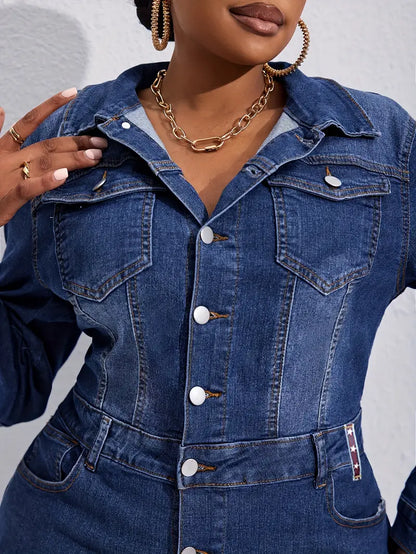 Christine Button Down Plus Size Denim Dress