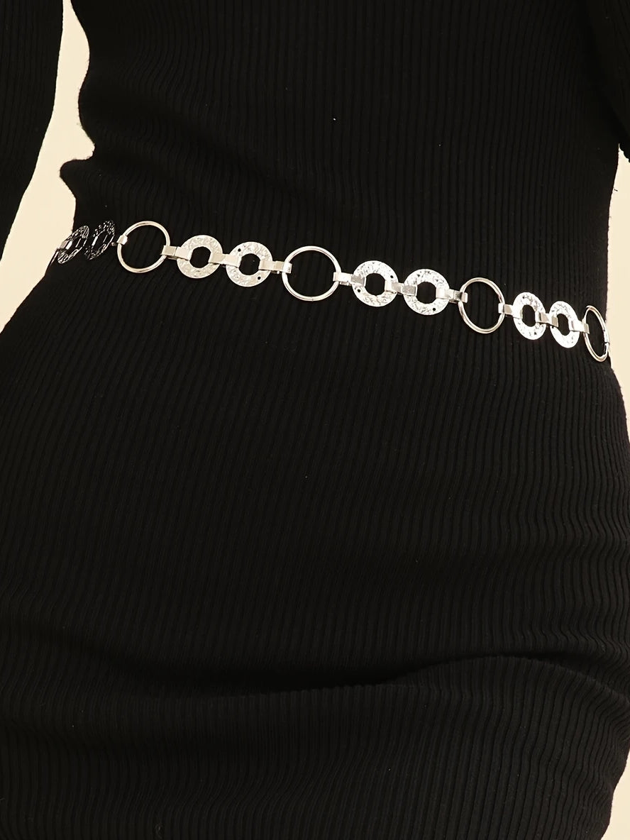 Plus Size Chain Belt with Circle Discs