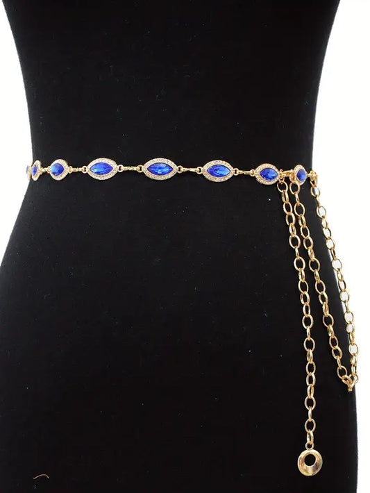 Plus Size Chain Belt with Crystal Gems