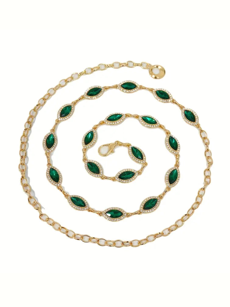 Plus Size Chain Belt with Crystal Gems
