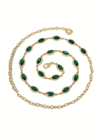 Plus Size Chain Belt with Crystal Gems