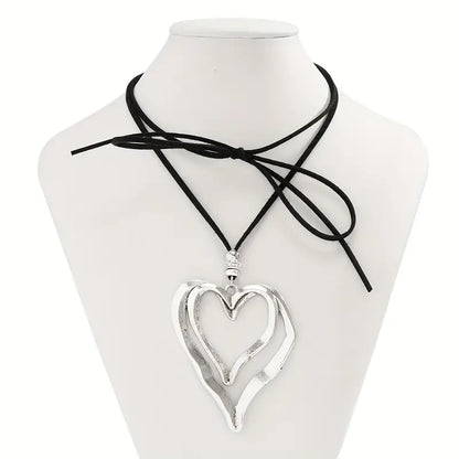Ancient Silver Heart Pendant Necklace