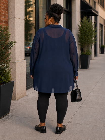 Nikki Sheer Plus Size Tunic Blouse