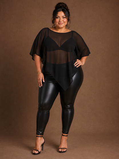 Helena Sheer Asymmetrical Plus Size Overlay