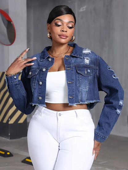 Xiomara Plus Size Crop Jean Jacket