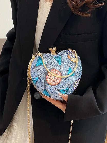 Sequin Heart Shaped Evening Bag