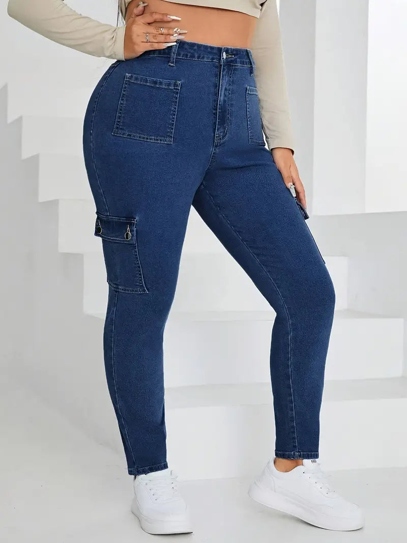 Melody Plus Size High Waist Cargo Skinny Jeans