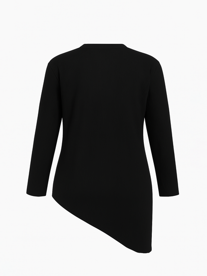 Stef Asymmetrical Pearl Detail Plus Size Top