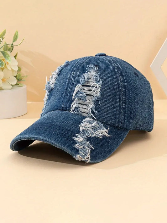 Distressed Denim Baseball Cap