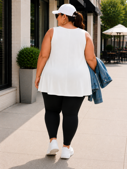 Gloria Swing Plus Size Tank Top in White