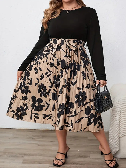 Linda Plus Size Pleated Cocktail Dress