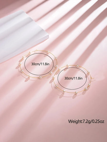 Extra Large Hoop Earrings With Pearl Details