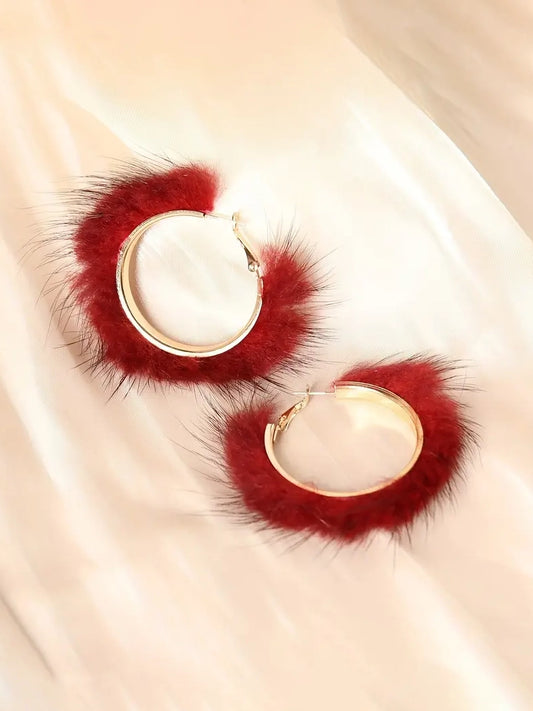 Faux Fur Hoop Earrings