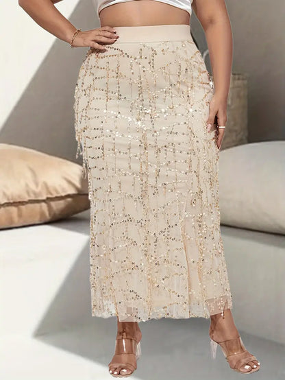 Rachel Plus Size Sequin Maxi Skirt