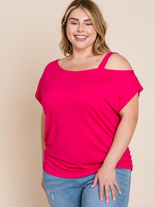 Brady Plus Size Top with Exposed Shoulder