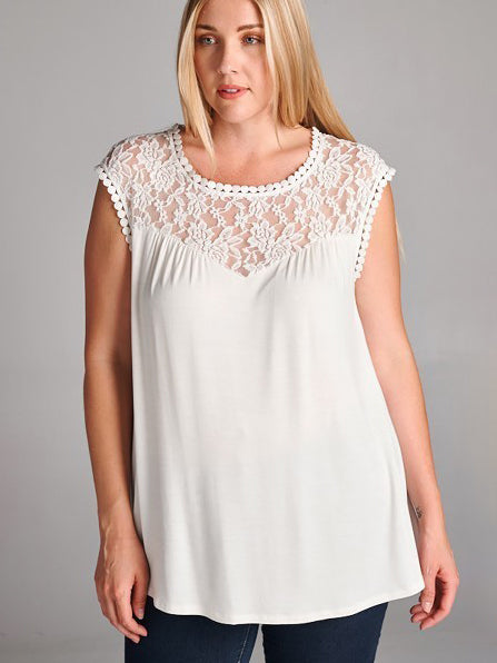 Brielle Plus Size Tank Top with Lace