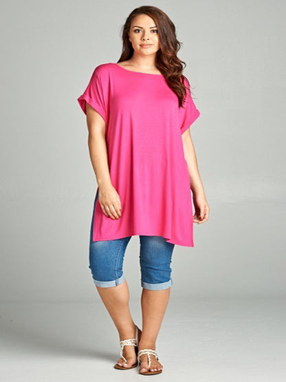 Bodine Plus Size Tunic in Hot Pink