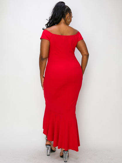 Mavia Mermaid Bodycon Plus Size Cocktail Dress in Red