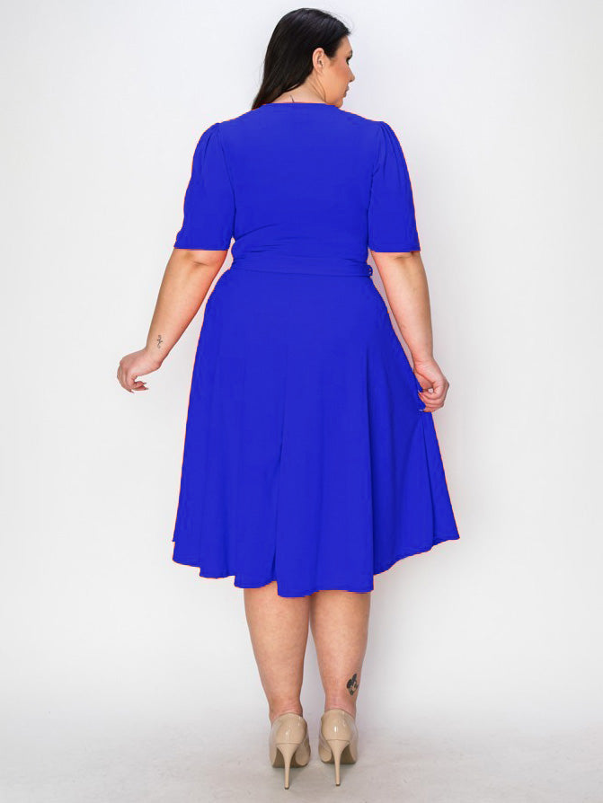 Shannon Plus Size Party Dress in Royal