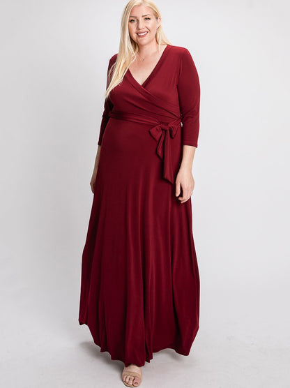 Signature Wrap Plus Size Maxi Dress in Burgundy