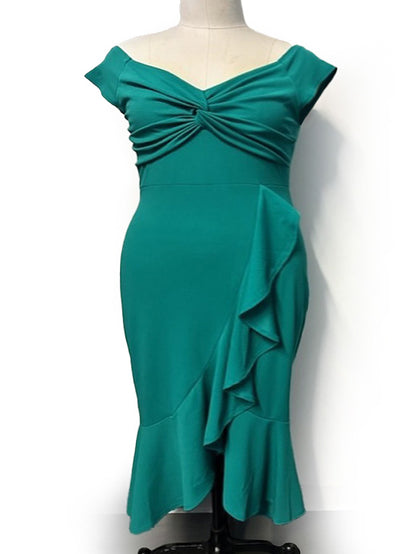 Mavia Mermaid Bodycon Plus Size Cocktail Dress in Emerald