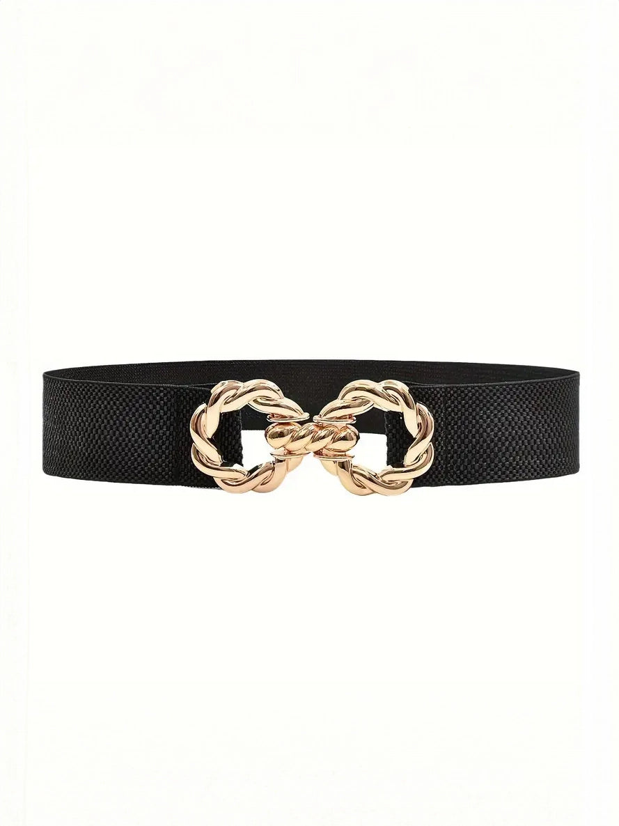 Twisted Double Buckle Plus Size Elastic Belt