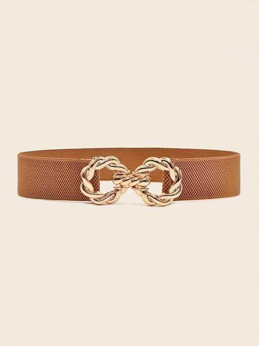 Twisted Double Buckle Plus Size Elastic Belt