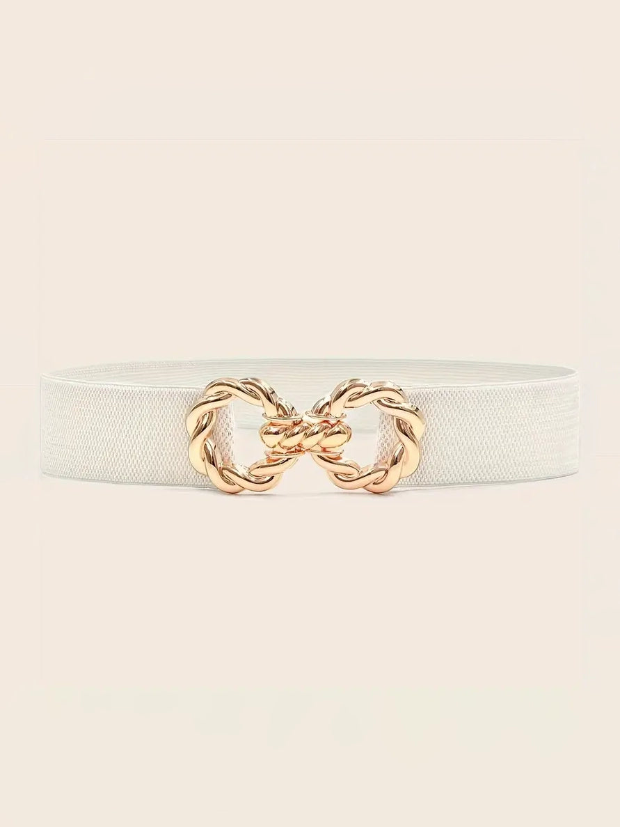 Twisted Double Buckle Plus Size Elastic Belt