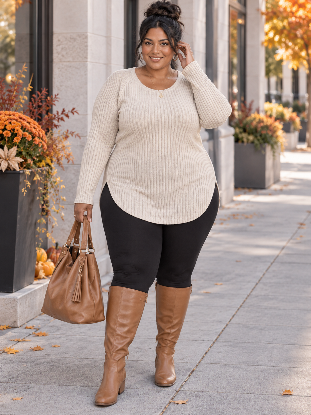 Brianna Rounded Hem Plus Size Sweater