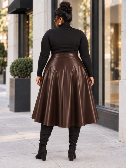 Patricia Pleather Plus Size Skirt with Pockets
