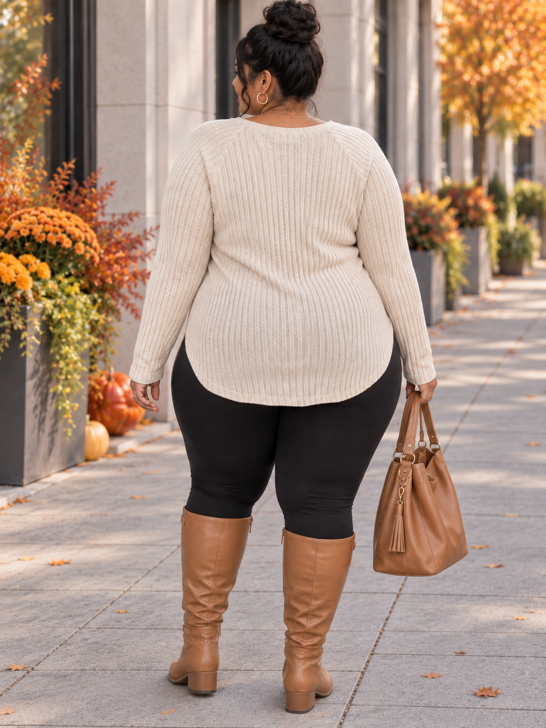 Brianna Rounded Hem Plus Size Sweater
