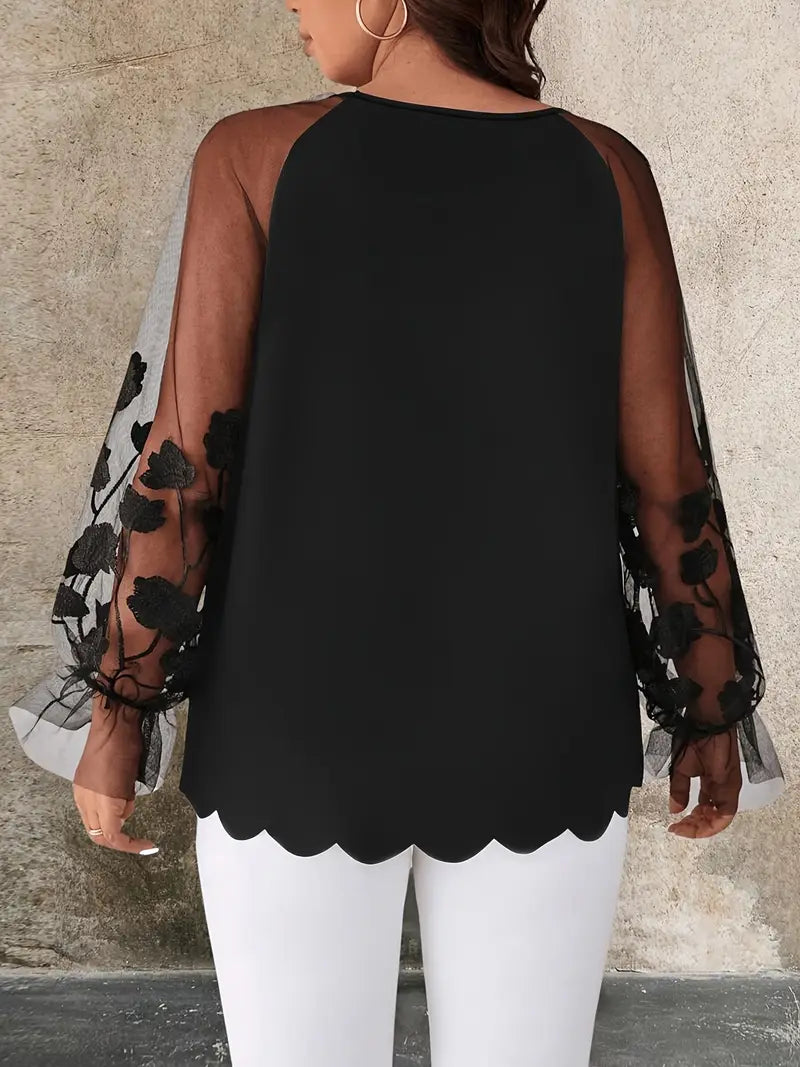 Lacie Floral Mesh Plus Size Top