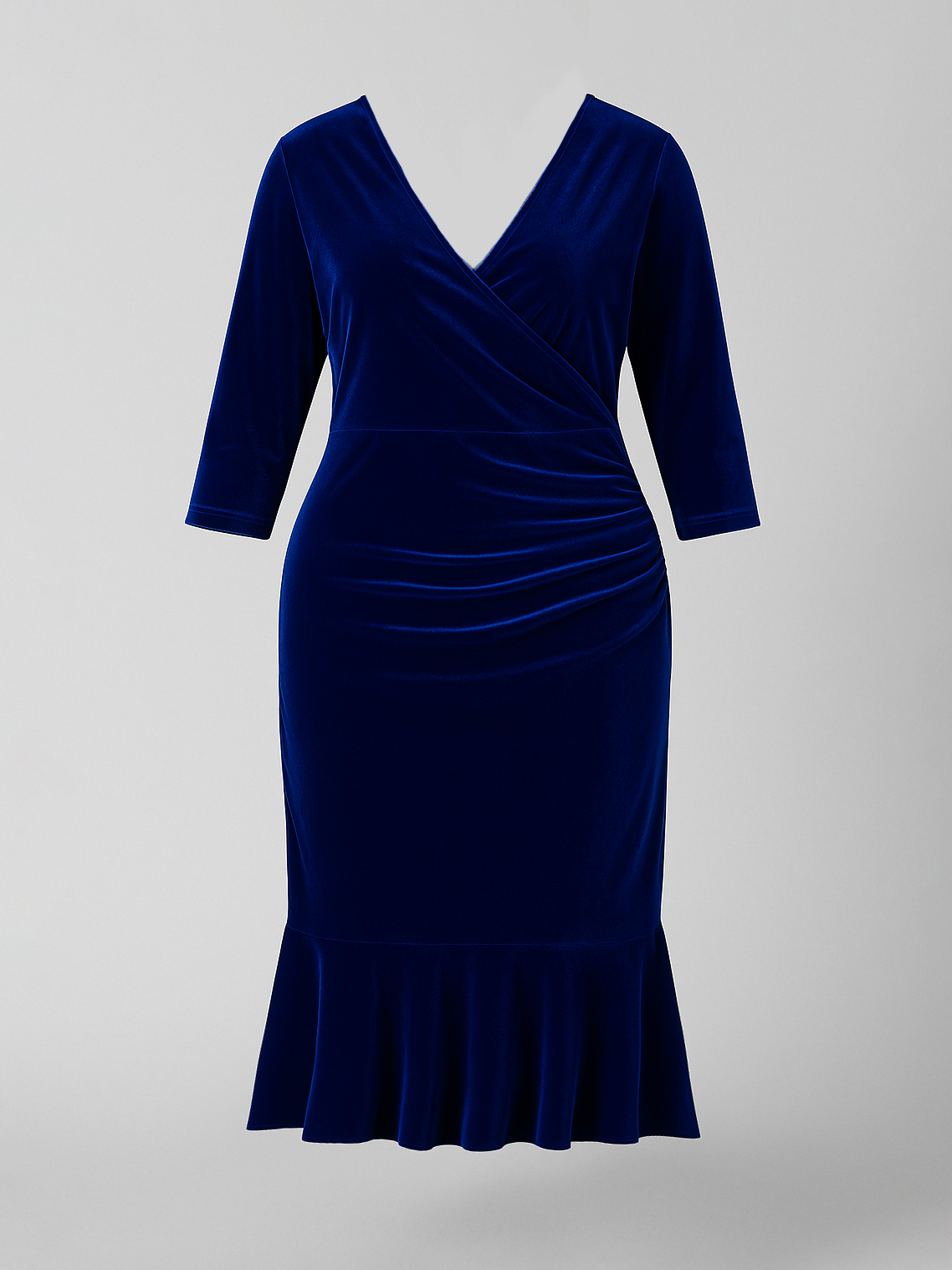 Blossom V-Neck Velvet Plus Size Dress