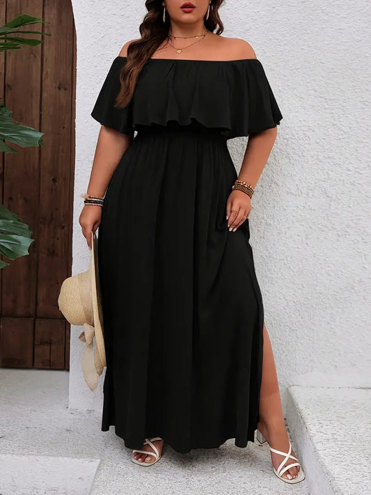 Odella Plus Size Off Shoulder Maxi Dress