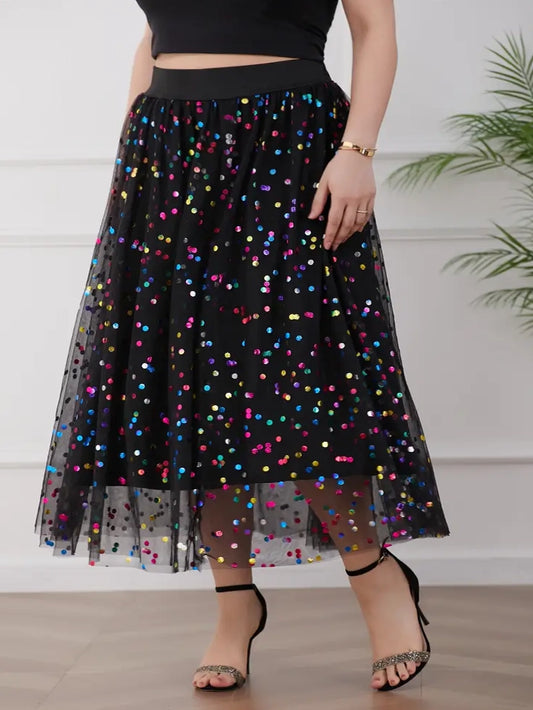 Taylor Plus Size Polka Dot Party Skirt