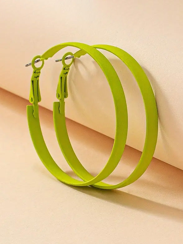 Alloy Metal Lime Hoop Earrings