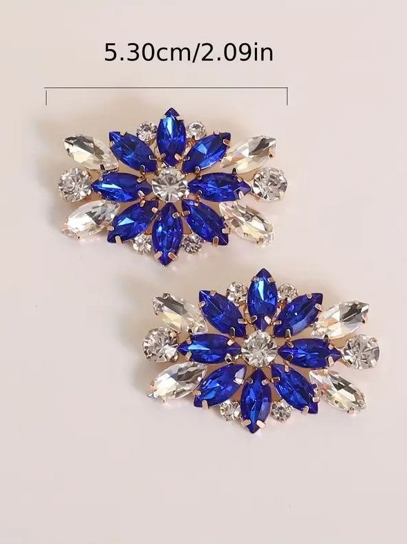 Blue and Clear Rhinestone Shoe Clips