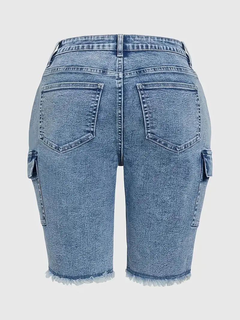 Sloane Plus Size Cargo Denim Shorts