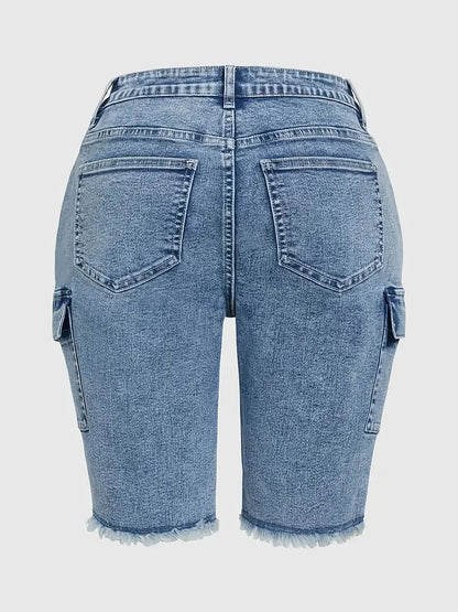 Sloane Plus Size Cargo Denim Shorts
