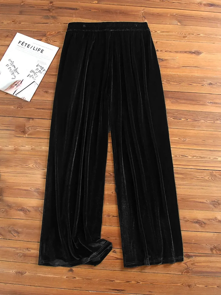 Mercy Plus Size Wide Leg Velvet Pant