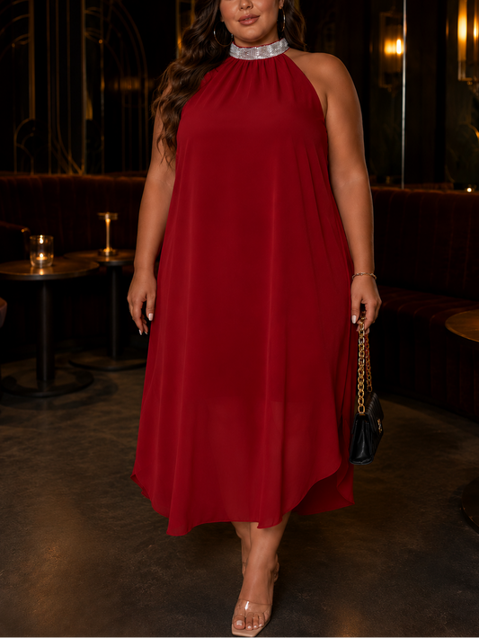 Rosie Halter Plus Size Cocktail Dress