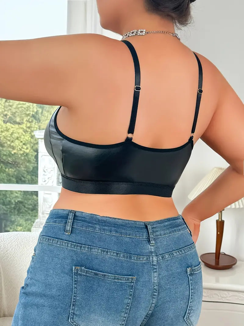 Faux Leather Plus Size Bralette