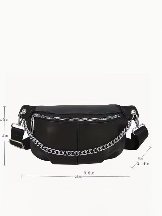 Edgy Fanny Pack With Detail Chain Belt, bag, alternate view